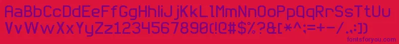 BasicSansSerif7-fontti – violetit fontit punaisella taustalla
