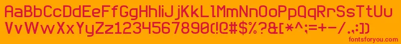 BasicSansSerif7 Font – Red Fonts on Orange Background