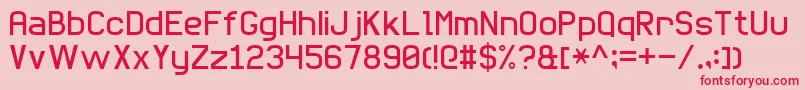 BasicSansSerif7-fontti – punaiset fontit vaaleanpunaisella taustalla