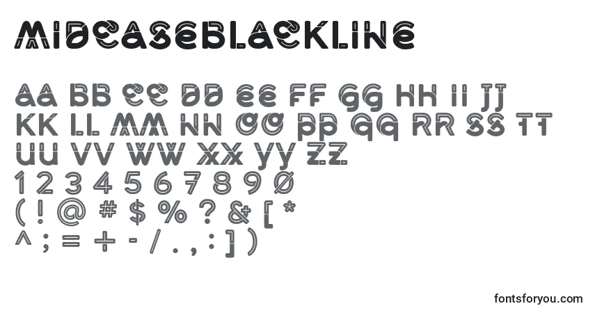 MidcaseBlackline Font – alphabet, numbers, special characters