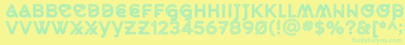 MidcaseBlackline Font – Green Fonts on Yellow Background
