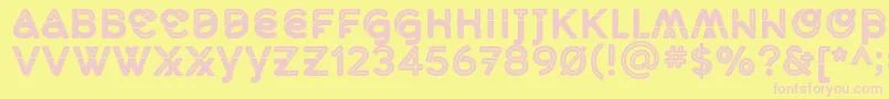 フォントMidcaseBlackline – ピンクのフォント、黄色の背景