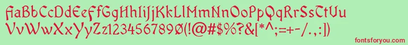 OldaniaadfstdRegular Font – Red Fonts on Green Background