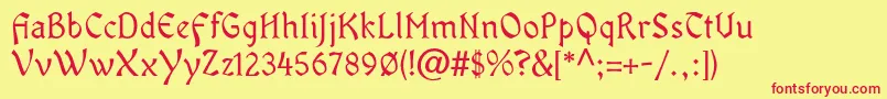 OldaniaadfstdRegular Font – Red Fonts on Yellow Background