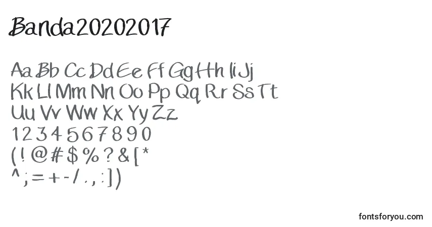 Schriftart Banda20202017 – Alphabet, Zahlen, spezielle Symbole
