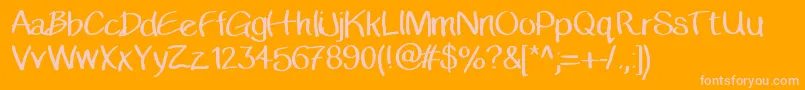 Banda20202017-fontti – vaaleanpunaiset fontit oranssilla taustalla