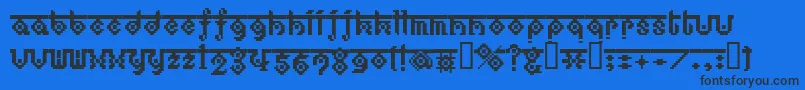 BmEthnoA17-Schriftart – Schwarze Schriften auf blauem Hintergrund