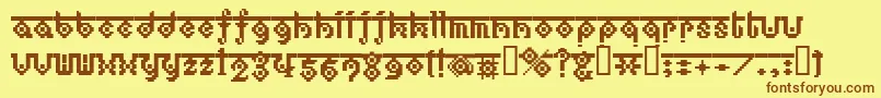 フォントBmEthnoA17 – 茶色の文字が黄色の背景にあります。