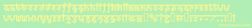 フォントBmEthnoA17 – 黄色の文字が緑の背景にあります