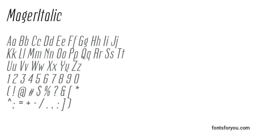 MagerItalic Font – alphabet, numbers, special characters