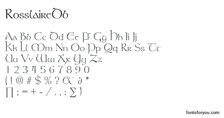 A fonte RosslaireDb – alfabeto, números, caracteres especiais