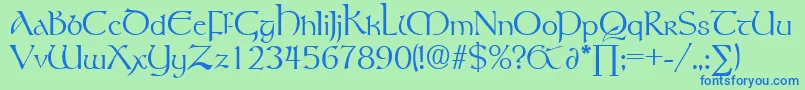 RosslaireDb Font – Blue Fonts on Green Background