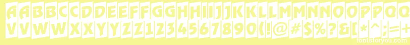 ARewindertitulcmup-Schriftart – Weiße Schriften auf gelbem Hintergrund