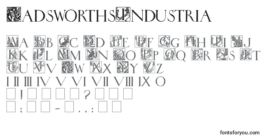 WadsworthsIndustria-fontti – aakkoset, numerot, erikoismerkit