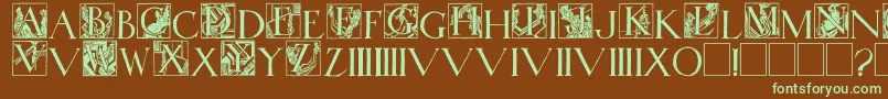 WadsworthsIndustria-fontti – vihreät fontit ruskealla taustalla