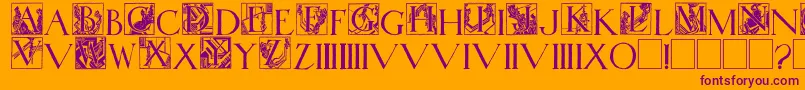 WadsworthsIndustria-fontti – violetit fontit oranssilla taustalla
