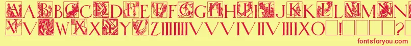 WadsworthsIndustria-Schriftart – Rote Schriften auf gelbem Hintergrund