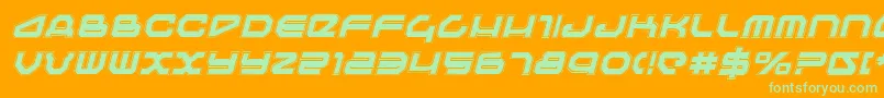 TravelerProItalic-Schriftart – Grüne Schriften auf orangefarbenem Hintergrund