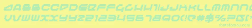 Fonte TravelerProItalic – fontes verdes em um fundo amarelo