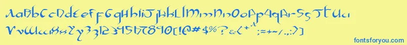 フォントXaphanIiExpanded – 青い文字が黄色の背景にあります。