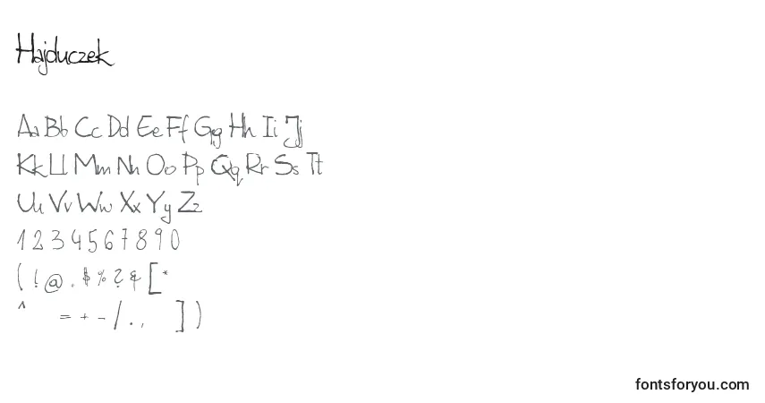 Schriftart Hajduczek – Alphabet, Zahlen, spezielle Symbole