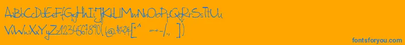 Hajduczek-Schriftart – Blaue Schriften auf orangefarbenem Hintergrund