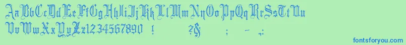 Minster2 Font – Blue Fonts on Green Background