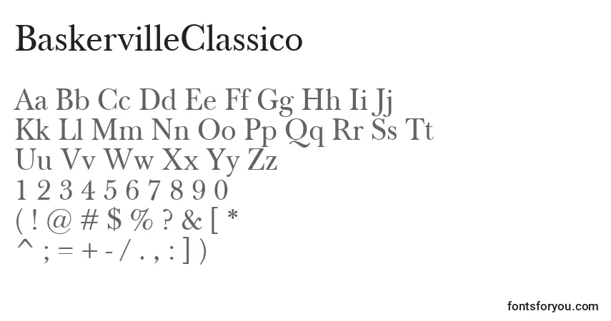 Шрифт BaskervilleClassico – алфавит, цифры, специальные символы