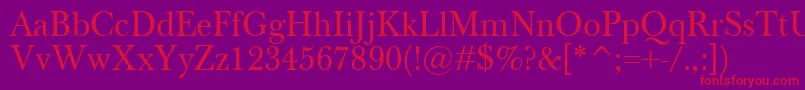 BaskervilleClassico Font – Red Fonts on Purple Background