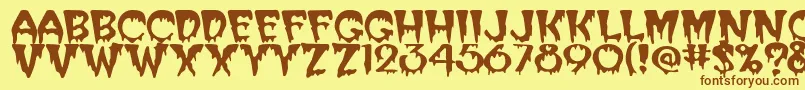 SanasoftCreeper.Kz-Schriftart – Braune Schriften auf gelbem Hintergrund