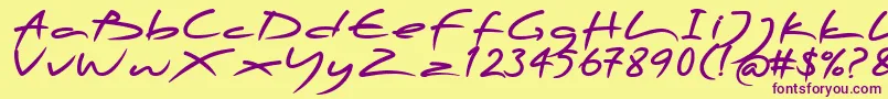 PfscandalproDisplayblack-Schriftart – Violette Schriften auf gelbem Hintergrund