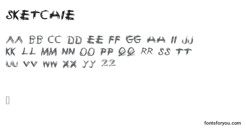 Czcionka Sketchie – alfabet, cyfry, specjalne znaki