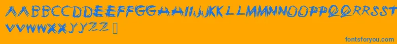 Sketchie Font – Blue Fonts on Orange Background