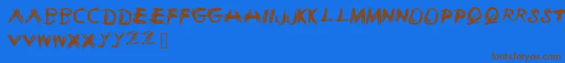 Sketchie Font – Brown Fonts on Blue Background
