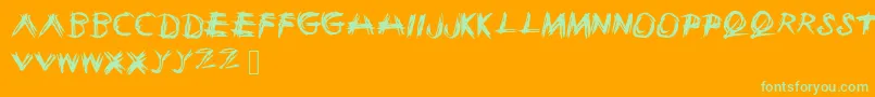 Sketchie Font – Green Fonts on Orange Background