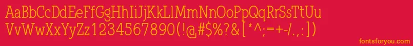 フォントQlarendonCondensed – 赤い背景にオレンジの文字
