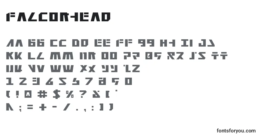 A fonte Falconhead – alfabeto, números, caracteres especiais
