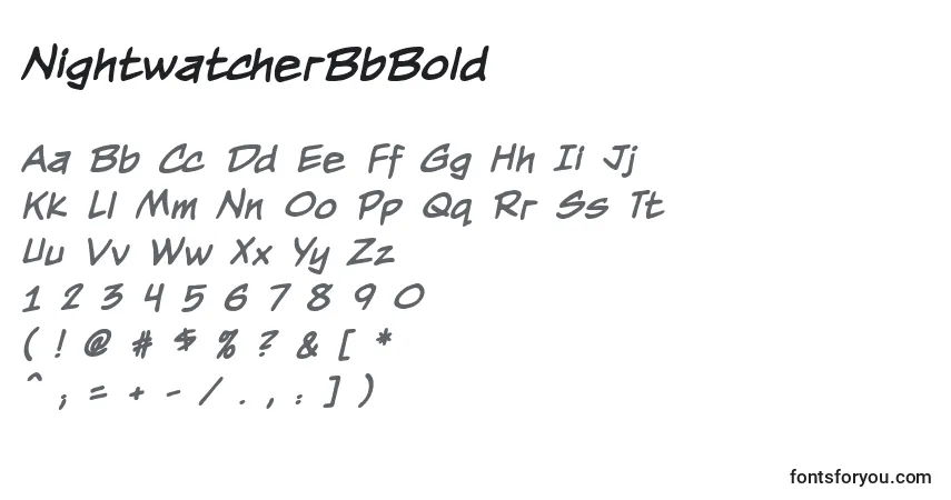 A fonte NightwatcherBbBold – alfabeto, números, caracteres especiais