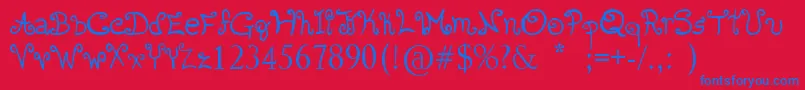 Romanticfont2 Font – Blue Fonts on Red Background