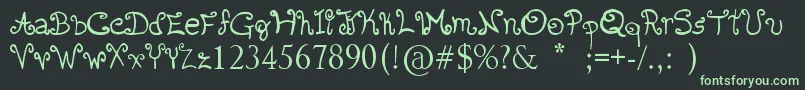 Romanticfont2 Font – Green Fonts on Black Background