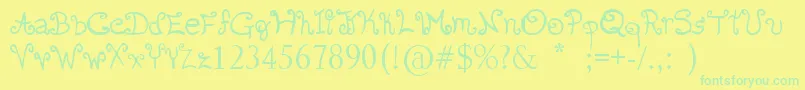 Romanticfont2 Font – Green Fonts on Yellow Background