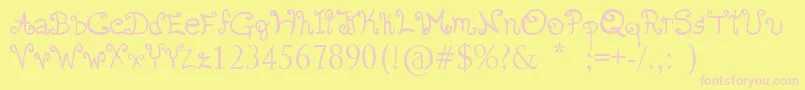 Romanticfont2-fontti – vaaleanpunaiset fontit keltaisella taustalla