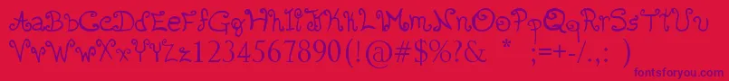 Romanticfont2 Font – Purple Fonts on Red Background