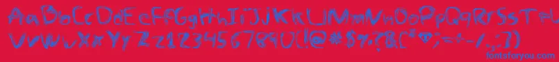 TheSpaz-Schriftart – Blaue Schriften auf rotem Hintergrund