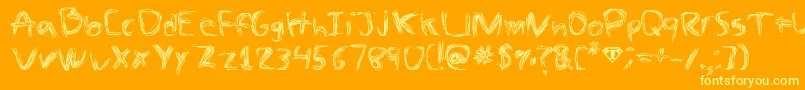 TheSpaz-Schriftart – Gelbe Schriften auf orangefarbenem Hintergrund