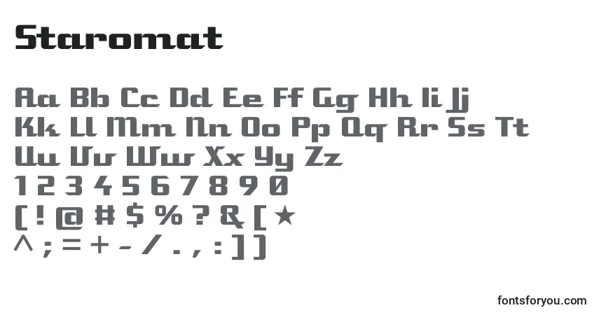 Staromat-fontti – aakkoset, numerot, erikoismerkit