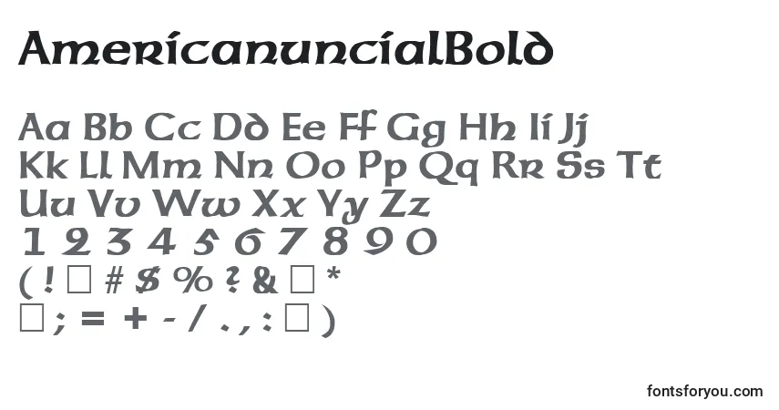 Шрифт AmericanuncialBold – алфавит, цифры, специальные символы