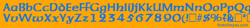 フォントAmericanuncialBold – オレンジの背景に青い文字