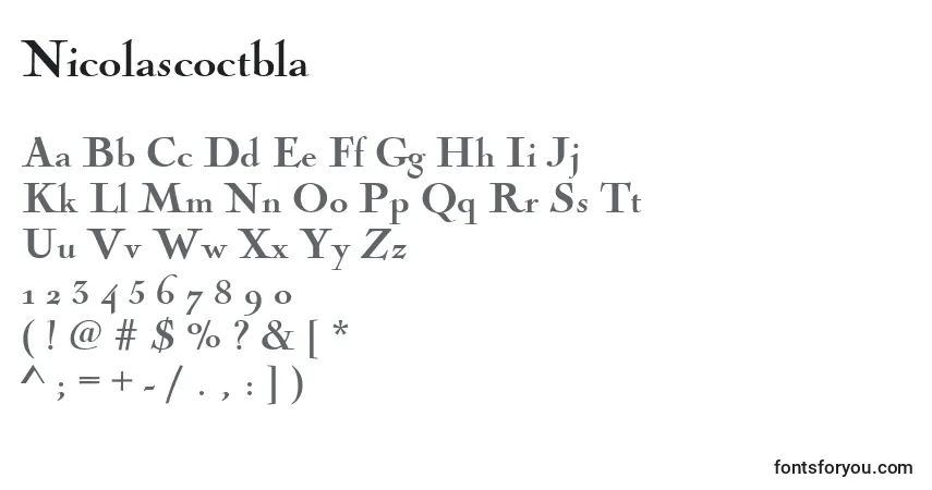 Schriftart Nicolascoctbla – Alphabet, Zahlen, spezielle Symbole