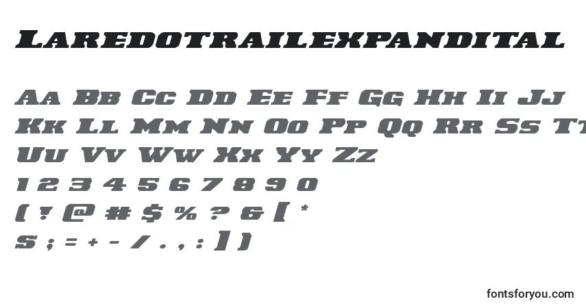 Шрифт Laredotrailexpandital – алфавит, цифры, специальные символы